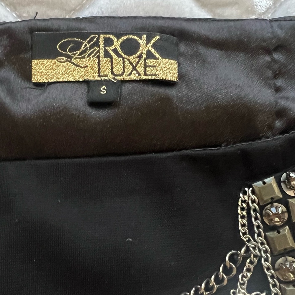 Women's Black Midi Skirt with Chain Detail